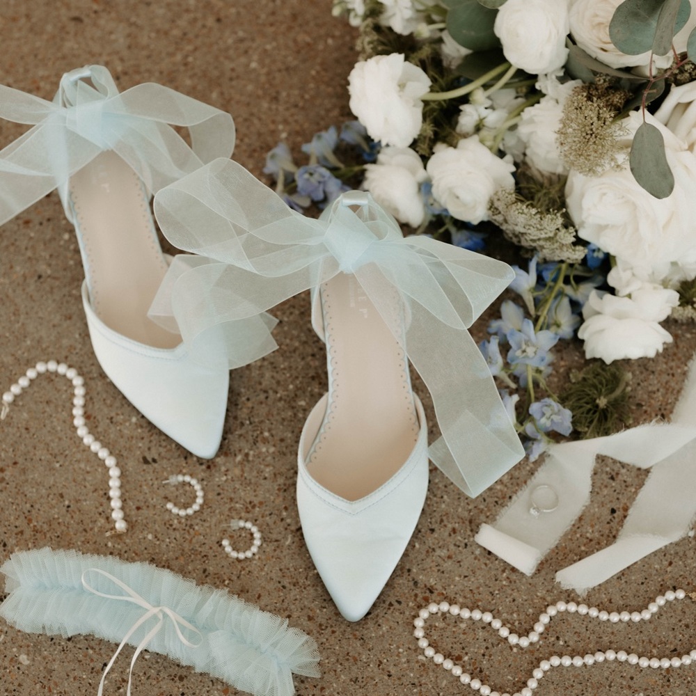 Kailee P light blue wedding block heels